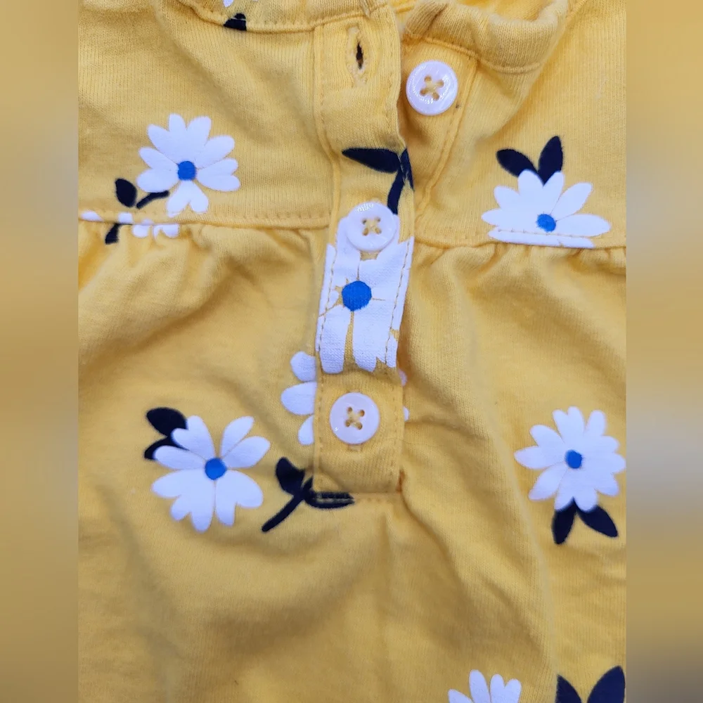 Yellow Floral Kids Top and Blue Shorts Set